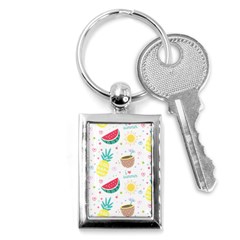 Pineapple And Watermelon Summer Fruit Key Chain (rectangle)