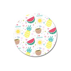 Pineapple And Watermelon Summer Fruit Magnet 3  (round) by Jancukart