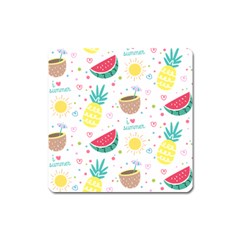 Pineapple And Watermelon Summer Fruit Square Magnet