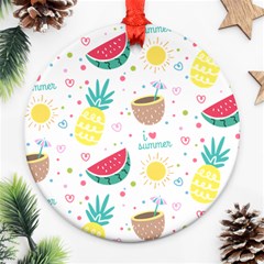 Pineapple And Watermelon Summer Fruit Round Ornament (two Sides)