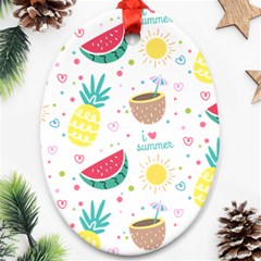 Pineapple And Watermelon Summer Fruit Oval Ornament (two Sides) by Jancukart