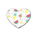 Pineapple And Watermelon Summer Fruit Rubber Heart Coaster (4 pack) Front