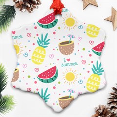 Pineapple And Watermelon Summer Fruit Ornament (snowflake)