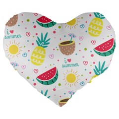 Pineapple And Watermelon Summer Fruit Large 19  Premium Heart Shape Cushions