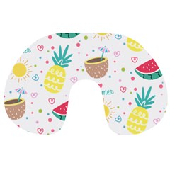 Pineapple And Watermelon Summer Fruit Travel Neck Pillow by Jancukart