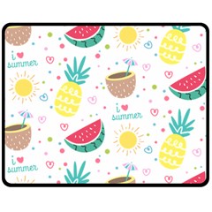 Pineapple And Watermelon Summer Fruit Double Sided Fleece Blanket (medium) 