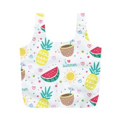 Pineapple And Watermelon Summer Fruit Full Print Recycle Bag (m)