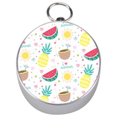 Pineapple And Watermelon Summer Fruit Silver Compasses by Jancukart