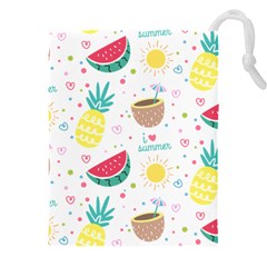 Pineapple And Watermelon Summer Fruit Drawstring Pouch (4xl) by Jancukart