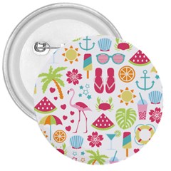 Flamingo Bird Nature Illustration Summer Beach 3  Buttons