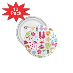 Flamingo Bird Nature Illustration Summer Beach 1 75  Buttons (10 Pack)