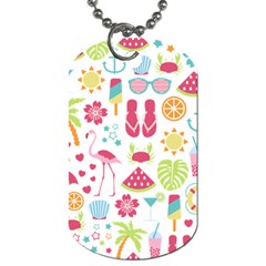 Flamingo Bird Nature Illustration Summer Beach Dog Tag (two Sides)