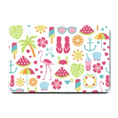 Flamingo Bird Nature Illustration Summer Beach Small Doormat 