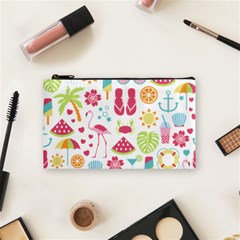 Flamingo Bird Nature Illustration Summer Beach Cosmetic Bag (small)