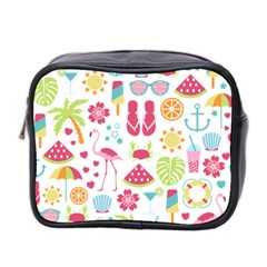 Flamingo Bird Nature Illustration Summer Beach Mini Toiletries Bag (two Sides)