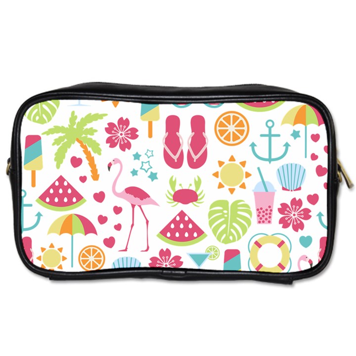 Flamingo Bird Nature Illustration Summer Beach Toiletries Bag (Two Sides)