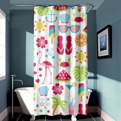 Flamingo Bird Nature Illustration Summer Beach Shower Curtain 36  X 72  (stall) 