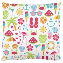 Flamingo Bird Nature Illustration Summer Beach Large Cushion Case (two Sides)