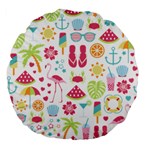 Flamingo Bird Nature Illustration Summer Beach Large 18  Premium Flano Round Cushions Front