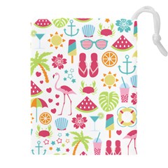 Flamingo Bird Nature Illustration Summer Beach Drawstring Pouch (5xl)