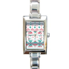 Aztec Ethnic Seamless Pattern Rectangle Italian Charm Watch