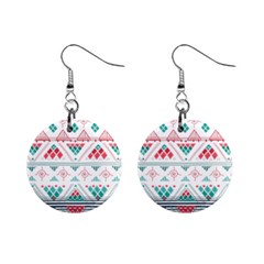 Aztec Ethnic Seamless Pattern Mini Button Earrings