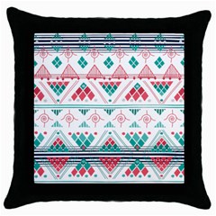 Aztec Ethnic Seamless Pattern Throw Pillow Case (black) by Jancukart