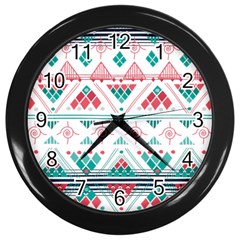 Aztec Ethnic Seamless Pattern Wall Clock (black) by Jancukart