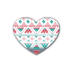 Aztec Ethnic Seamless Pattern Rubber Heart Coaster (4 Pack)