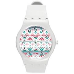 Aztec Ethnic Seamless Pattern Round Plastic Sport Watch (m)