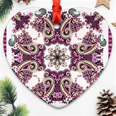 Multicolored Pattern Illustration Purple Peacock Ornament (heart)