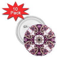 Multicolored Pattern Illustration Purple Peacock 1 75  Buttons (10 Pack)