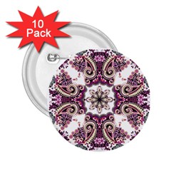 Multicolored Pattern Illustration Purple Peacock 2 25  Buttons (10 Pack) 