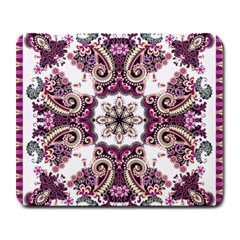 Multicolored Pattern Illustration Purple Peacock Large Mousepads