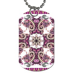 Multicolored Pattern Illustration Purple Peacock Dog Tag (two Sides)