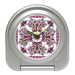 Multicolored Pattern Illustration Purple Peacock Travel Alarm Clock