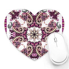 Multicolored Pattern Illustration Purple Peacock Heart Mousepads