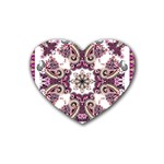 Multicolored Pattern Illustration Purple Peacock Rubber Heart Coaster (4 pack) Front