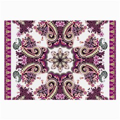 Multicolored Pattern Illustration Purple Peacock Large Glasses Cloth