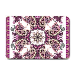 Multicolored Pattern Illustration Purple Peacock Small Doormat  by Jancukart