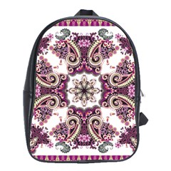 Multicolored Pattern Illustration Purple Peacock School Bag (large)