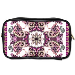 Multicolored Pattern Illustration Purple Peacock Toiletries Bag (two Sides) by Jancukart