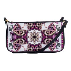 Multicolored Pattern Illustration Purple Peacock Shoulder Clutch Bag