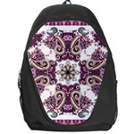 Multicolored Pattern Illustration Purple Peacock Backpack Bag Front