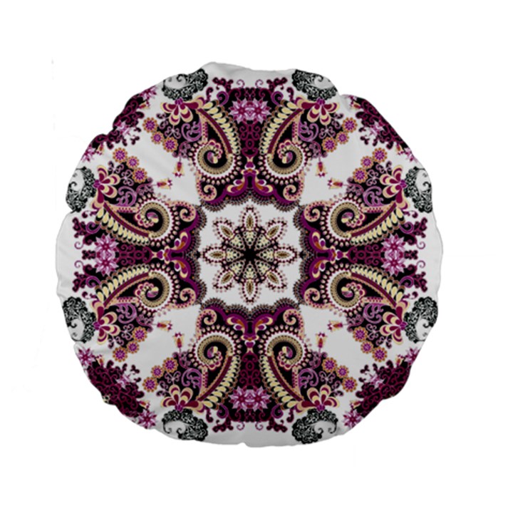 Multicolored Pattern Illustration Purple Peacock Standard 15  Premium Round Cushions