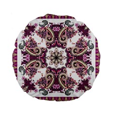 Multicolored Pattern Illustration Purple Peacock Standard 15  Premium Flano Round Cushions by Jancukart