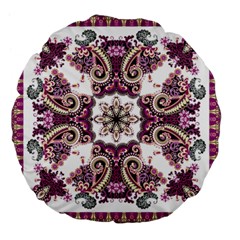 Multicolored Pattern Illustration Purple Peacock Large 18  Premium Flano Round Cushions by Jancukart