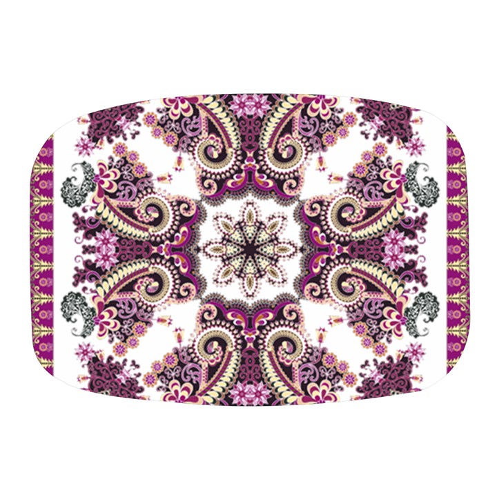 Multicolored Pattern Illustration Purple Peacock Mini Square Pill Box