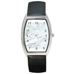 White Marble Texture Pattern Barrel Style Metal Watch