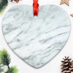 White Marble Texture Pattern Heart Ornament (two Sides)